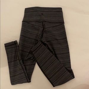 Gray and Black striped Lululemon leggings